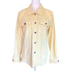 Denim & Co. Jacket Size Medium Butter Yellow Boho Western Embroidered Retro NWT